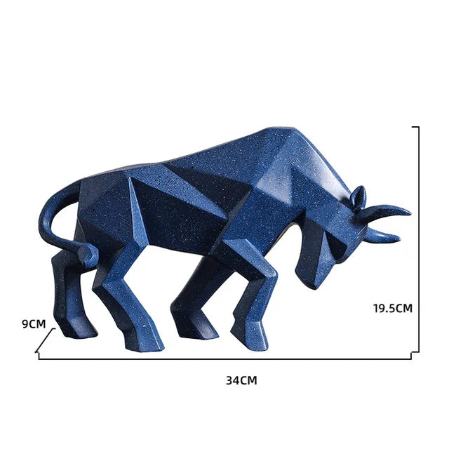 Red Bull Statues Art Geometric Resin Bison Sculpture Animal Home Decoration Tabletop Ox Figurine Ornament Office Modern Decor