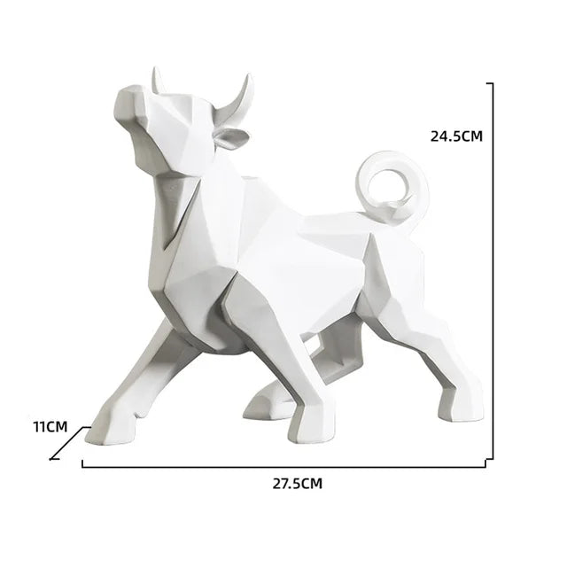 Red Bull Statues Art Geometric Resin Bison Sculpture Animal Home Decoration Tabletop Ox Figurine Ornament Office Modern Decor