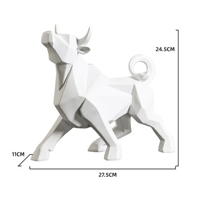 Red Bull Statues Art Geometric Resin Bison Sculpture Animal Home Decoration Tabletop Ox Figurine Ornament Office Modern Decor