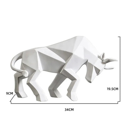 Red Bull Statues Art Geometric Resin Bison Sculpture Animal Home Decoration Tabletop Ox Figurine Ornament Office Modern Decor