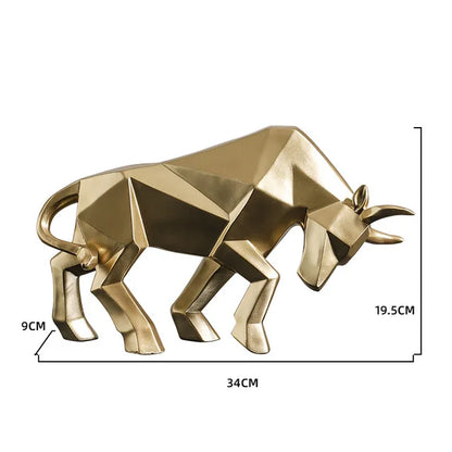 Red Bull Statues Art Geometric Resin Bison Sculpture Animal Home Decoration Tabletop Ox Figurine Ornament Office Modern Decor