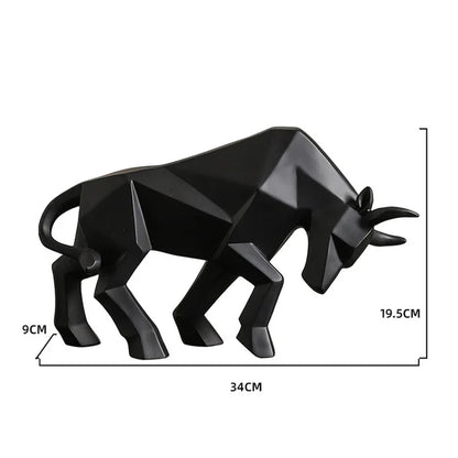 Red Bull Statues Art Geometric Resin Bison Sculpture Animal Home Decoration Tabletop Ox Figurine Ornament Office Modern Decor