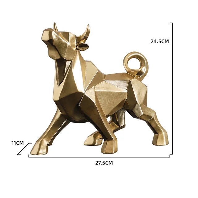 Red Bull Statues Art Geometric Resin Bison Sculpture Animal Home Decoration Tabletop Ox Figurine Ornament Office Modern Decor