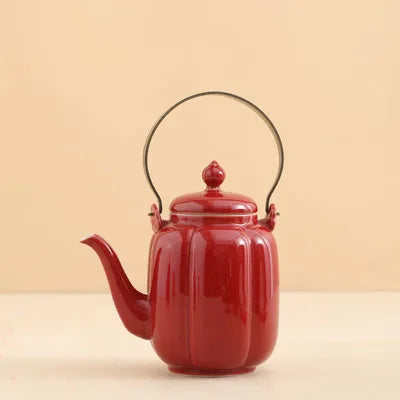 Red Ceramic Teapot Chinese Tea Pot Cup Beauty Kettle Wedding Supplies Household Tea Ceremony Customized Souvenir Gifts