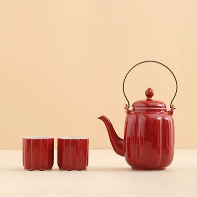 Red Ceramic Teapot Chinese Tea Pot Cup Beauty Kettle Wedding Supplies Household Tea Ceremony Customized Souvenir Gifts