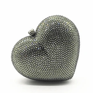 Red Full Diamond Women Evening Bags Clutch Rhinestone Wedding Birthday New Crystal Heart Shaped Ladies Dinner Bag Pink Clutches