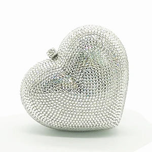 Red Full Diamond Women Evening Bags Clutch Rhinestone Wedding Birthday New Crystal Heart Shaped Ladies Dinner Bag Pink Clutches