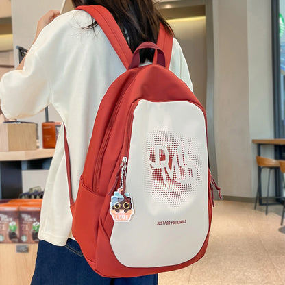 Red Girl High Capacity Travel Book Backpack Lady Nylon Bag Trendy Female Laptop Leisure College Backpack Fashion Women SchoolBag
