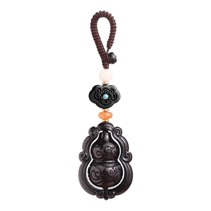 Red Sandalwood Car Key Pendant Gourd, Black Sandalwood Fulu Safety Car Key Rope, Buckle Lock Ring