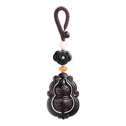Red Sandalwood Car Key Pendant Gourd, Black Sandalwood Fulu Safety Car Key Rope, Buckle Lock Ring