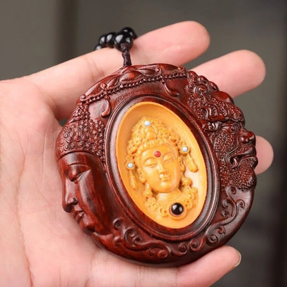 Red Sandalwood Carved  Car Pendant Pendant  with  One Reading , Men's  Handmade Carved Pendant, Hand Playing Handle gift