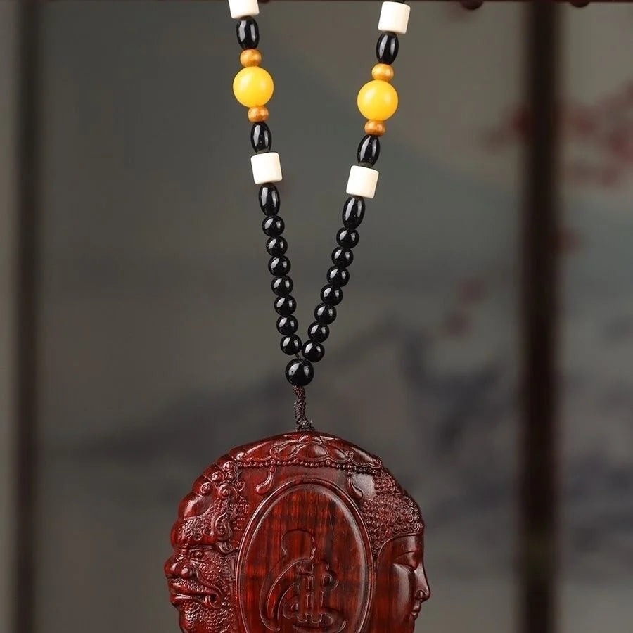 Red Sandalwood Carved  Car Pendant Pendant  with  One Reading , Men's  Handmade Carved Pendant, Hand Playing Handle gift