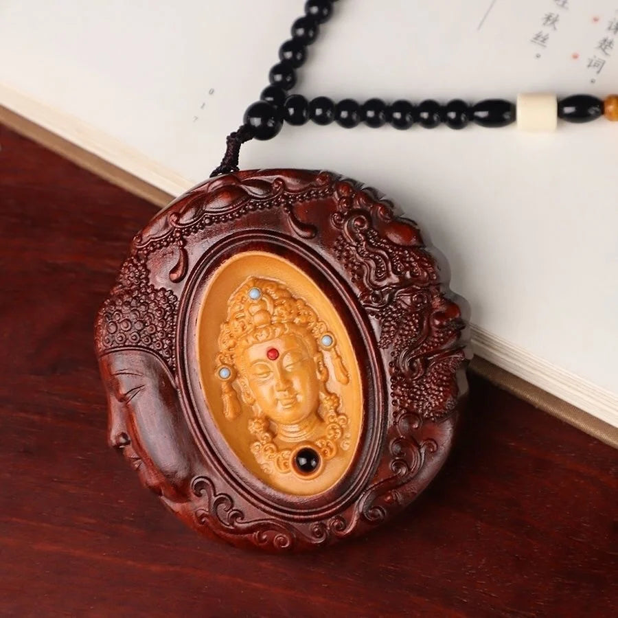 Red Sandalwood Carved  Car Pendant Pendant  with  One Reading , Men's  Handmade Carved Pendant, Hand Playing Handle gift