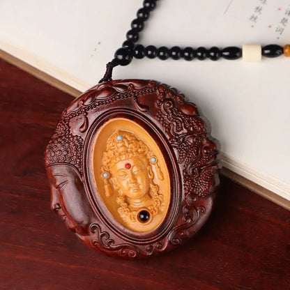 Red Sandalwood Carved  Car Pendant Pendant  with  One Reading , Men's  Handmade Carved Pendant, Hand Playing Handle gift