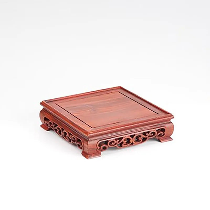 Red Sandalwood Carvings, Crafts, Ornaments, Wooden Pallet, Jade Handles, Purple Clay Pot Seals, Square Mahogany Base