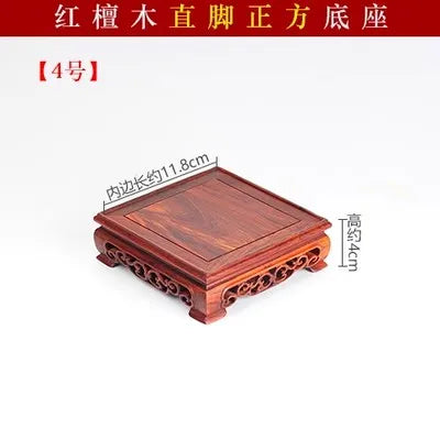 Red Sandalwood Carvings, Crafts, Ornaments, Wooden Pallet, Jade Handles, Purple Clay Pot Seals, Square Mahogany Base