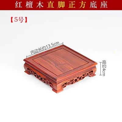 Red Sandalwood Carvings, Crafts, Ornaments, Wooden Pallet, Jade Handles, Purple Clay Pot Seals, Square Mahogany Base