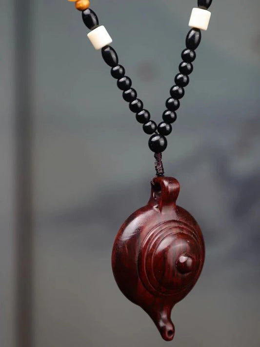 Red Sandalwood Pendant Tea Kettle with Grip Handle Hand Piece of Handicraft Pieces Wooden Figurines Statues for Decoration