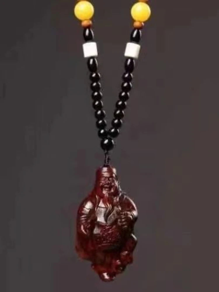 Red Sandalwood Pendant The God of Wealth Hand Piece of Handicraft Piece Wooden Figurines Statues for Decoration Pendant Necklace