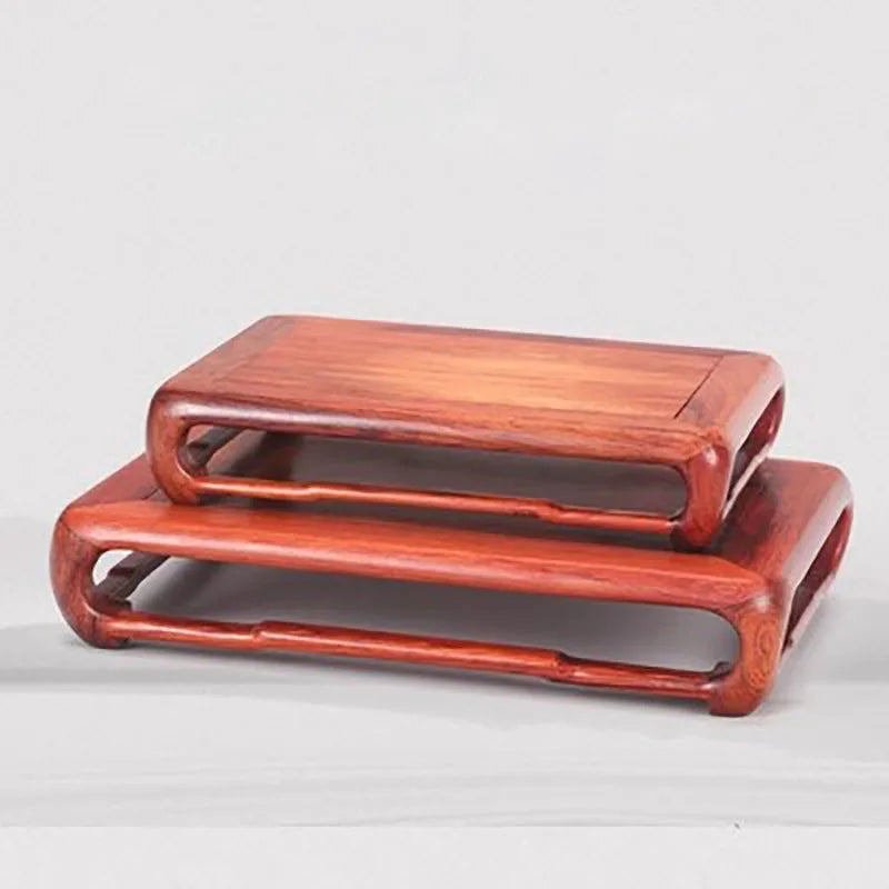 Red Sour Branch Ming Style Decoration Buddha Statue Solid Wood Base, Rectangular Strange Stone Vase, Redwood Bracket