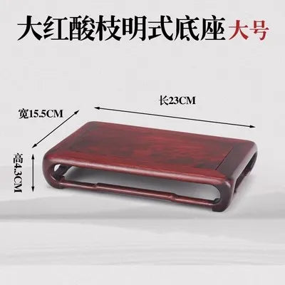 Red Sour Branch Ming Style Decoration Buddha Statue Solid Wood Base, Rectangular Strange Stone Vase, Redwood Bracket