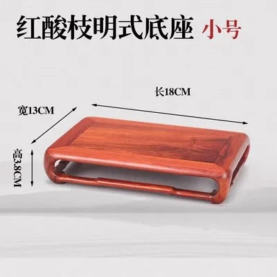 Red Sour Branch Ming Style Decoration Buddha Statue Solid Wood Base, Rectangular Strange Stone Vase, Redwood Bracket