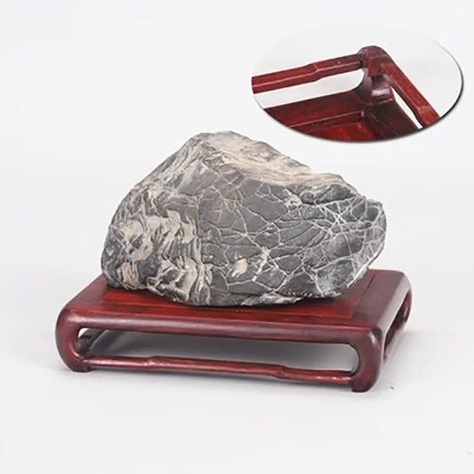 Red Sour Branch Ming Style Decoration Buddha Statue Solid Wood Base, Rectangular Strange Stone Vase, Redwood Bracket