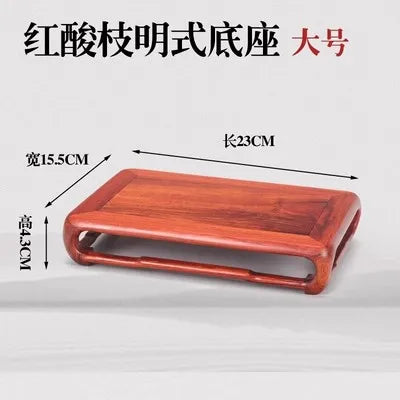 Red Sour Branch Ming Style Decoration Buddha Statue Solid Wood Base, Rectangular Strange Stone Vase, Redwood Bracket