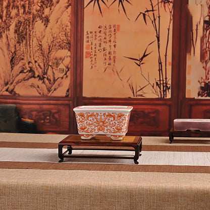 Red Sour Branch Nanmu Square Rectangular Mini Stand, Bonsai Decorative Jade Ware, Cultural and Amusement Base
