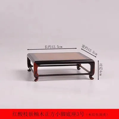 Red Sour Branch Nanmu Square Rectangular Mini Stand, Bonsai Decorative Jade Ware, Cultural and Amusement Base