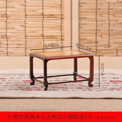 Red Sour Branch Nanmu Square Rectangular Mini Stand, Bonsai Decorative Jade Ware, Cultural and Amusement Base