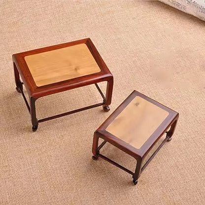 Red Sour Branch Nanmu Square Rectangular Mini Stand, Bonsai Decorative Jade Ware, Cultural and Amusement Base