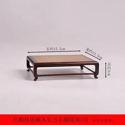 Red Sour Branch Nanmu Square Rectangular Mini Stand, Bonsai Decorative Jade Ware, Cultural and Amusement Base