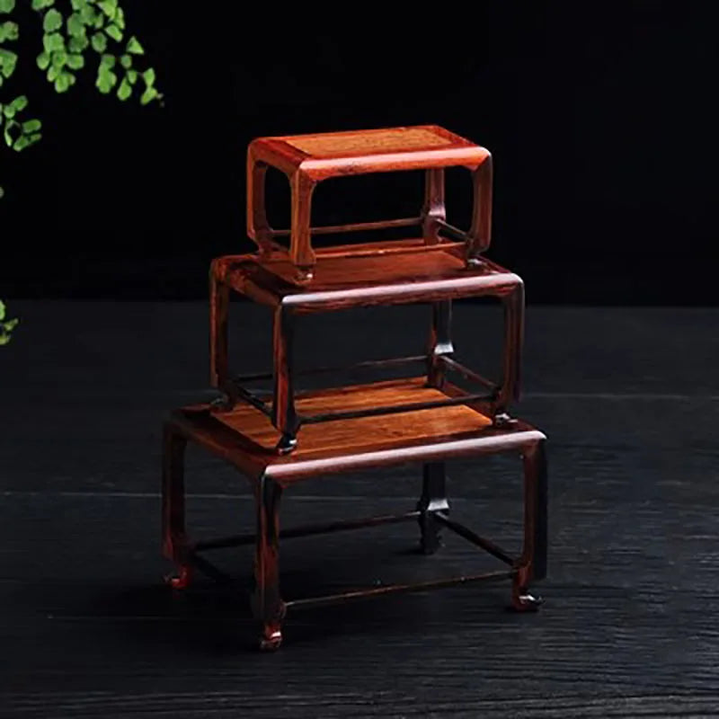 Red Sour Branch Nanmu Square Rectangular Mini Stand, Bonsai Decorative Jade Ware, Cultural and Amusement Base