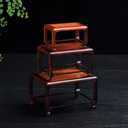 Red Sour Branch Nanmu Square Rectangular Mini Stand, Bonsai Decorative Jade Ware, Cultural and Amusement Base