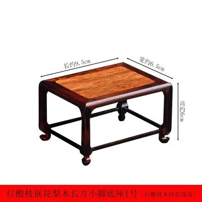 Red Sour Branch Nanmu Square Rectangular Mini Stand, Bonsai Decorative Jade Ware, Cultural and Amusement Base