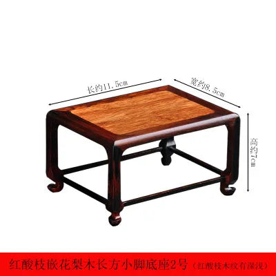 Red Sour Branch Nanmu Square Rectangular Mini Stand, Bonsai Decorative Jade Ware, Cultural and Amusement Base