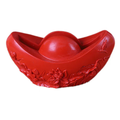 Red cinnabar, red sand, lucky toad, silver ingot, business card holder, ornaments, living room, study, peace, feng shui