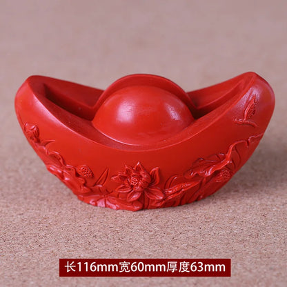 Red cinnabar, red sand, lucky toad, silver ingot, business card holder, ornaments, living room, study, peace, feng shui
