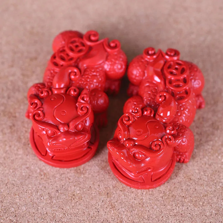 Red cinnabar, red sand, lucky toad, silver ingot, business card holder, ornaments, living room, study, peace, feng shui