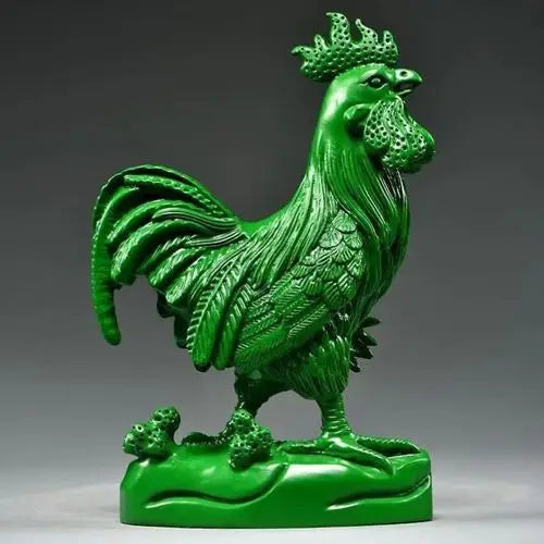 Red pear wood carved golden chicken ornament made of solid wood, twelve zodiac rooster handicraft, pure wood rooster decoration