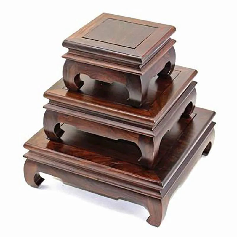 Red wood Buddha ornament base strange stone flowerpot vase bonsai aquarium handicraft solid wood rectangular bracket