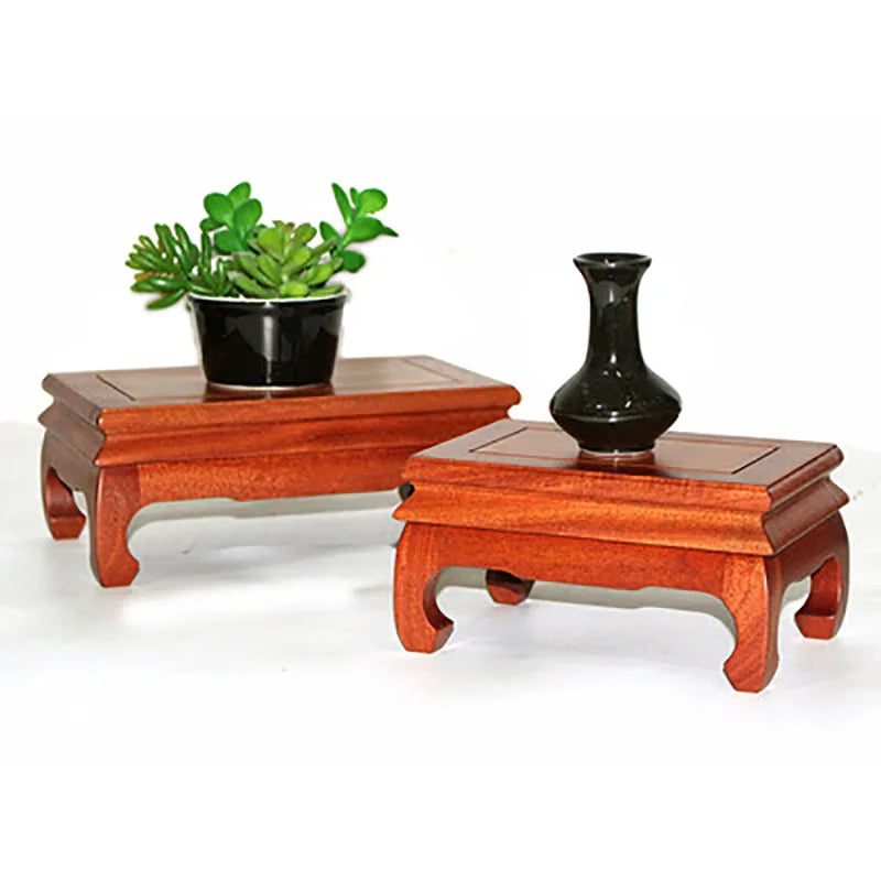 Red wood Buddha ornament base strange stone flowerpot vase bonsai aquarium handicraft solid wood rectangular bracket