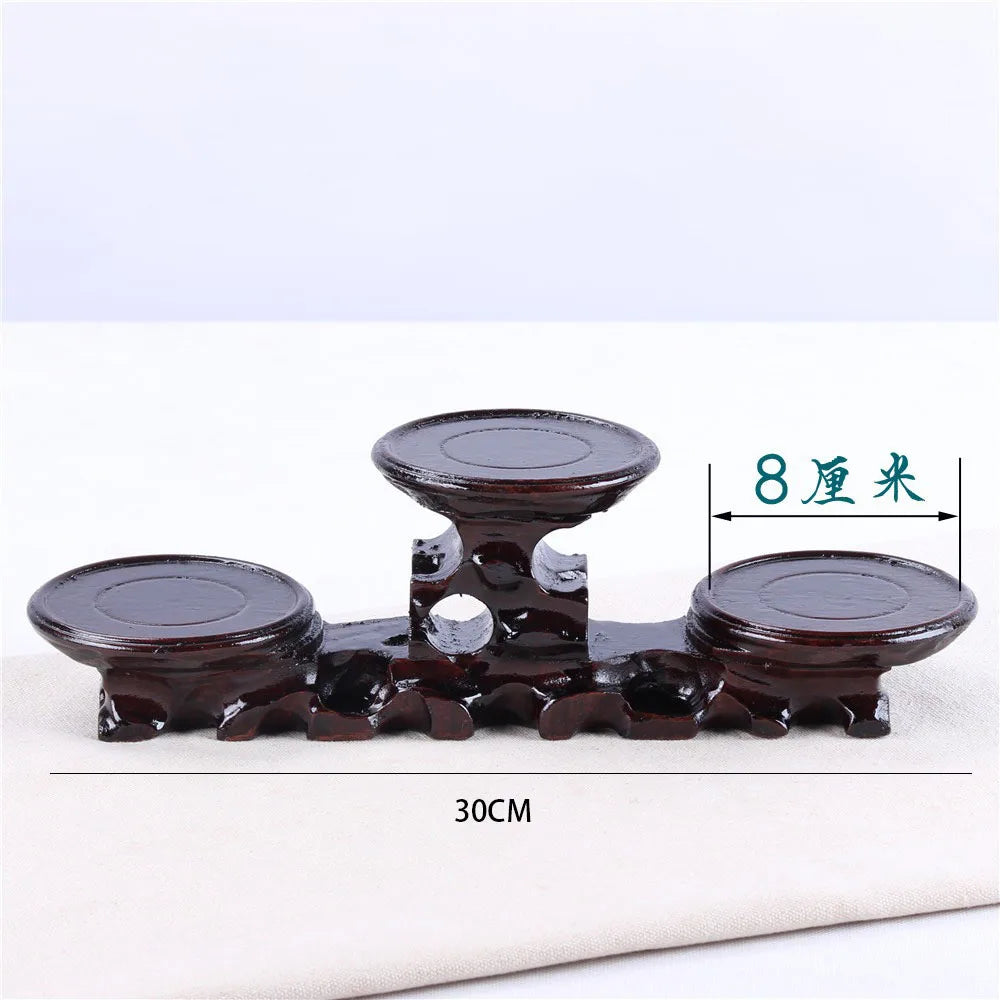 Red wood solid wood head base, strange jade, purple sand tea pot, vase, bonsai base, medium height circular base