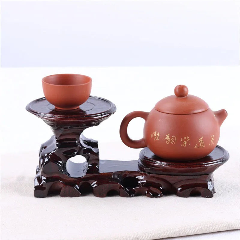 Red wood solid wood head base, strange jade, purple sand tea pot, vase, bonsai base, medium height circular base