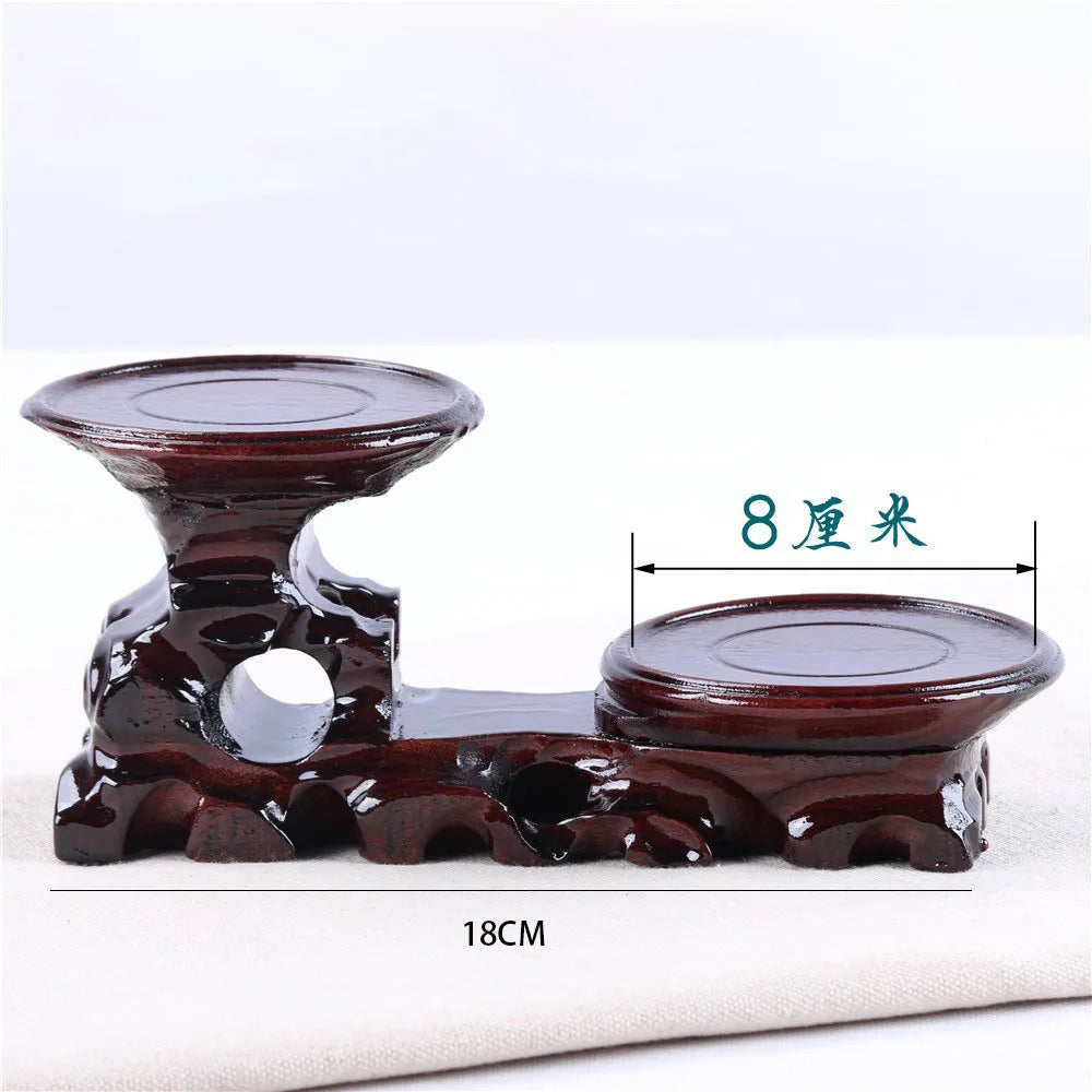 Red wood solid wood head base, strange jade, purple sand tea pot, vase, bonsai base, medium height circular base