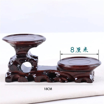 Red wood solid wood head base, strange jade, purple sand tea pot, vase, bonsai base, medium height circular base