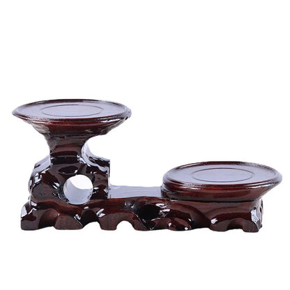 Red wood solid wood head base, strange jade, purple sand tea pot, vase, bonsai base, medium height circular base
