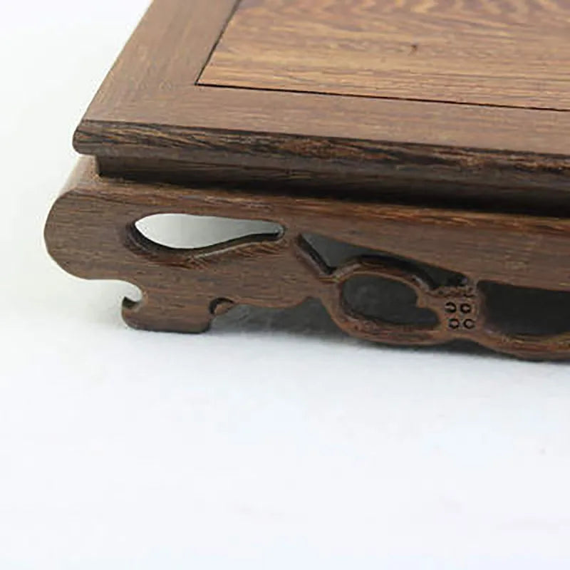 Redwood Carving Square Solid Wood Flower Pot Base Creative Carving Multi-Functional Base For Household Table Decorations