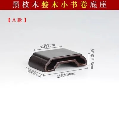 Redwood Crafts Decoration Base, Solid Wood Rare Stone, Wooden Seat Seal, Jade Buddha Statue, Small Book Scroll